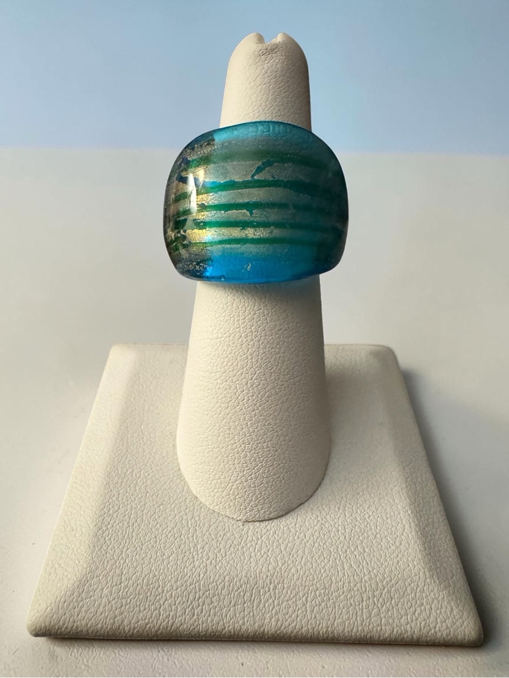Vintage Murano-style art glass statement ring